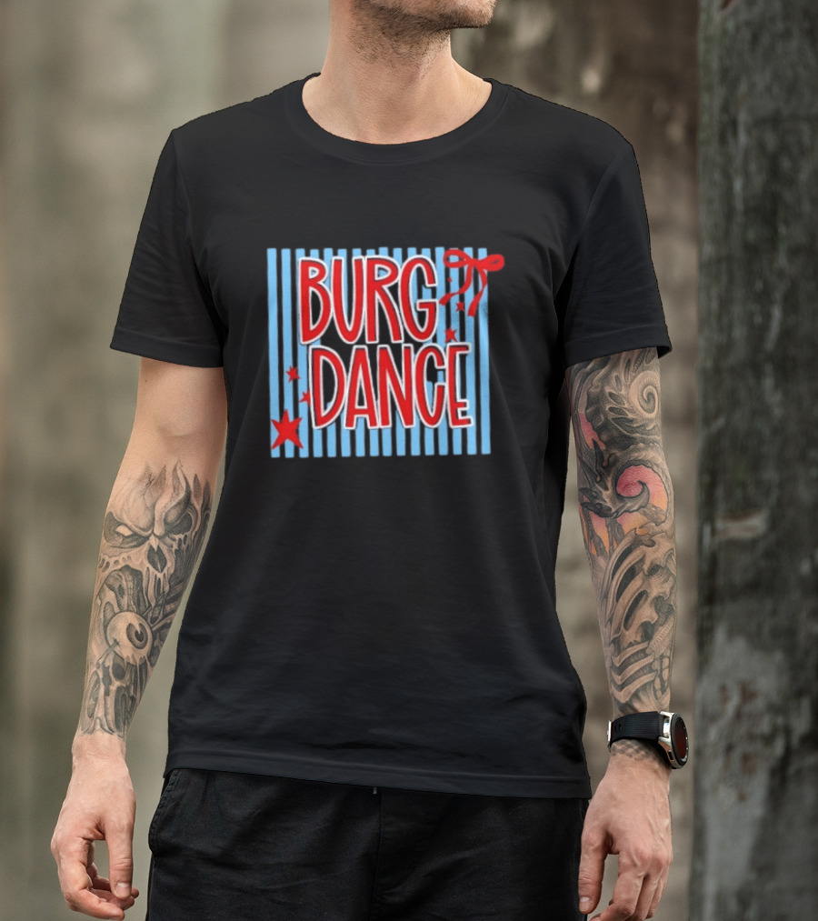 Burg Dance Stripe Red Stars And Bow T-Shirt