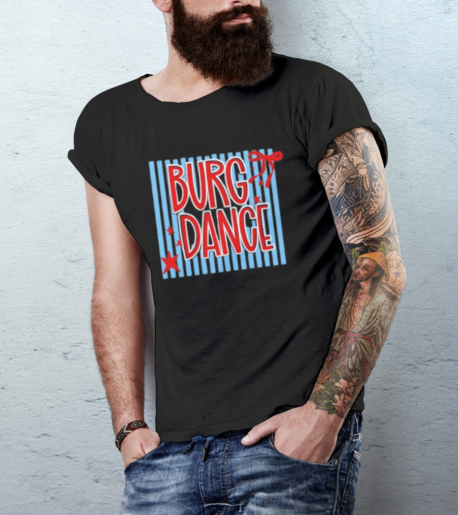 Burg Dance Stripe Red Stars And Bow T-Shirt