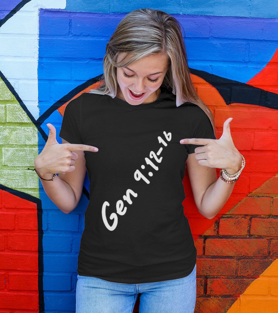 Gen 9:12 16 Text Diagonal Scripture Reference T-Shirt