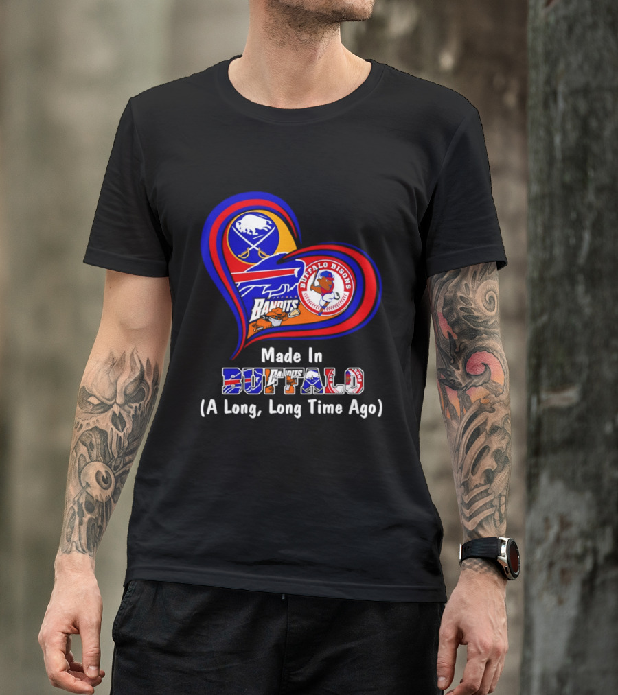 Buffalo Sabres Bills Bisons Made In Buffalo Heart T-Shirt