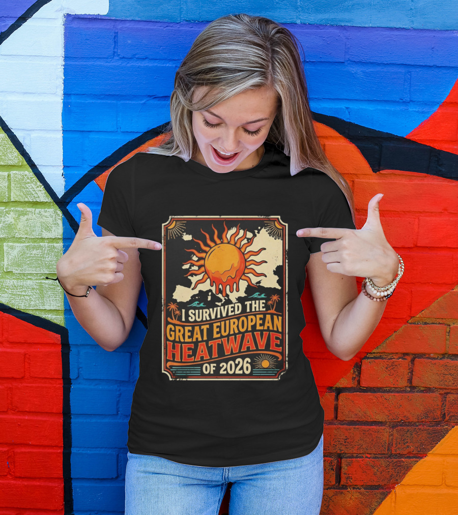 I Survived The Great European Heatwave Of 2026 Vintage Map Sun T-Shirt