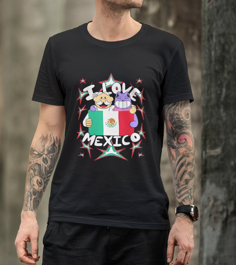 I Love Mexico Mexican Flag Cartoon Cat And Doctor T-Shirt