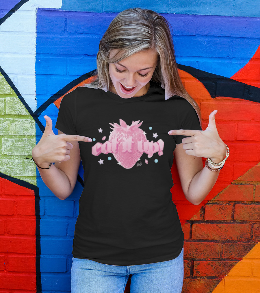 Naomi Jon Eat It Up Pink Strawberry Gothic Stars T-Shirt
