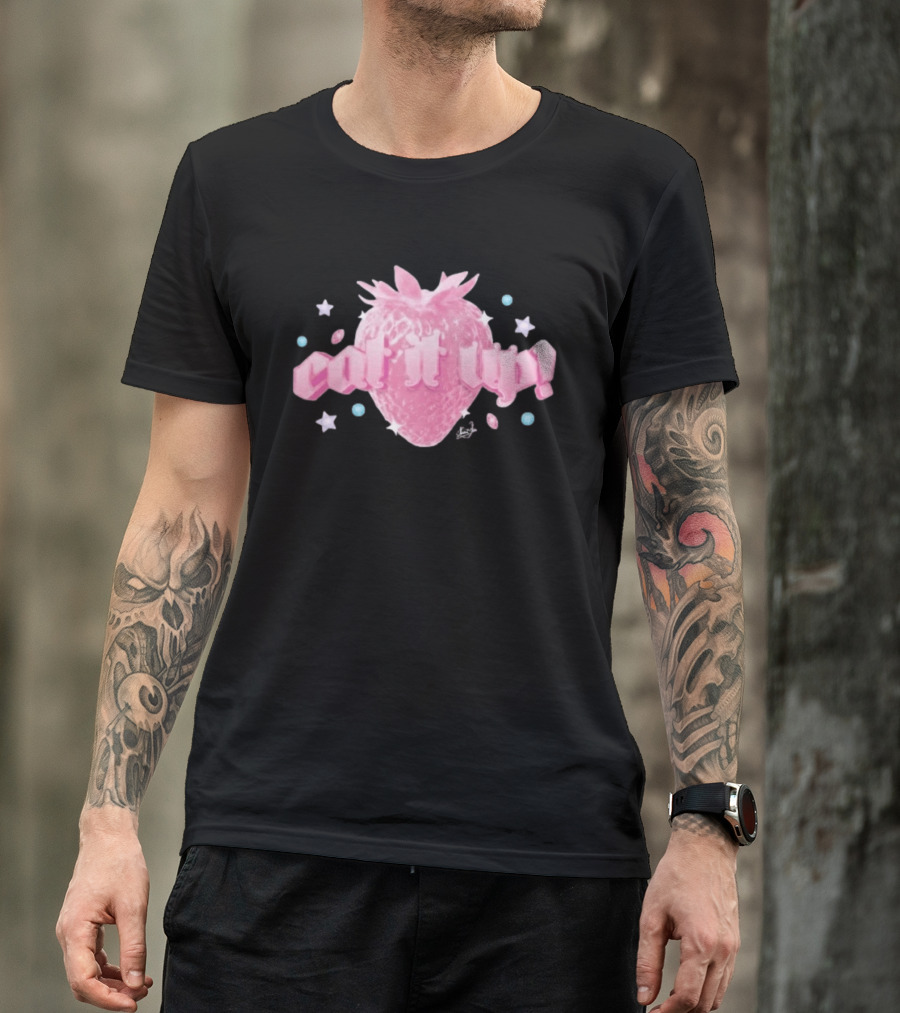 Naomi Jon Eat It Up Pink Strawberry Gothic Stars T-Shirt