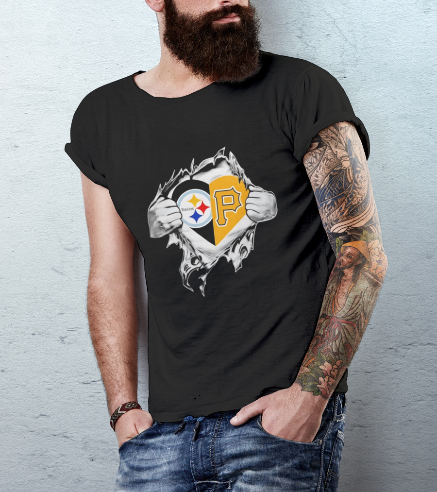 Steelers Pirates Heart Pittsburgh NFL MLB Fans T-Shirt