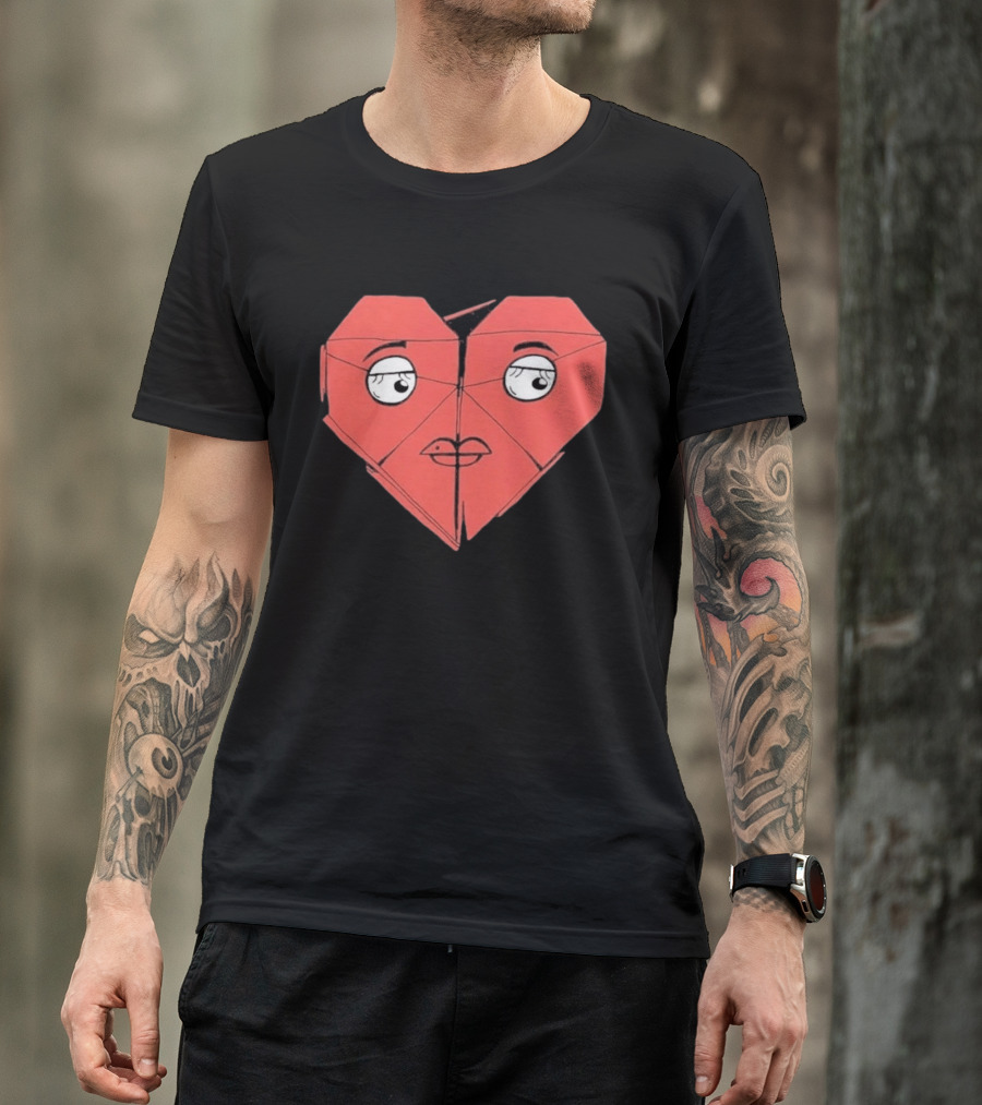 James Marriott Romanticise This Origami Heart Face T-Shirt