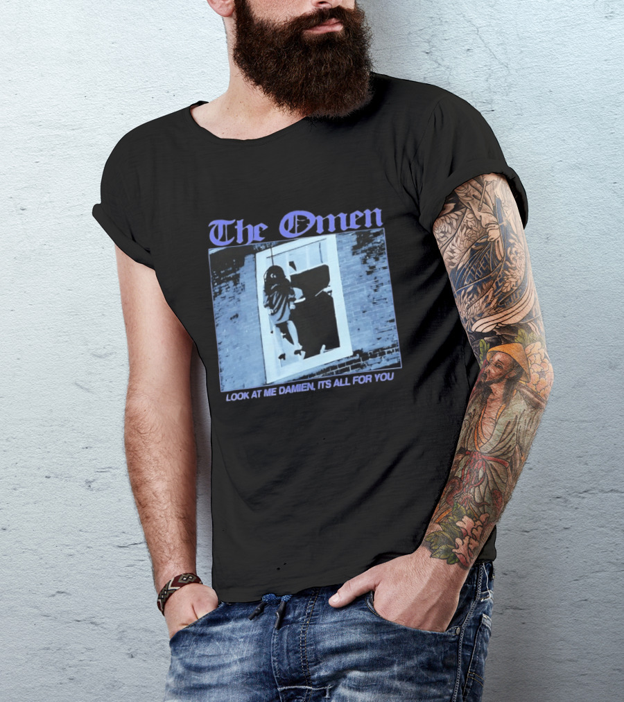 The Omen Look At Me Damien It's All For You Classic Horror Scene T-Shirt