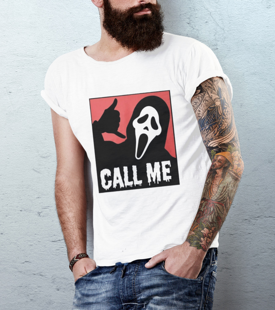 Ghostface Call Me Horror Halloween Scream T-Shirt