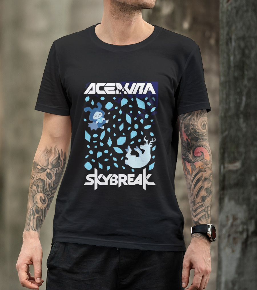 Ace Aura Skybreak EDM Music Artistic Falling Character And Deer With Blue Leaves T-Shirt
