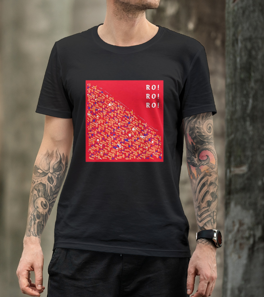 Ro Ro Ro Viking Helmet Crowd Art Red T-Shirt