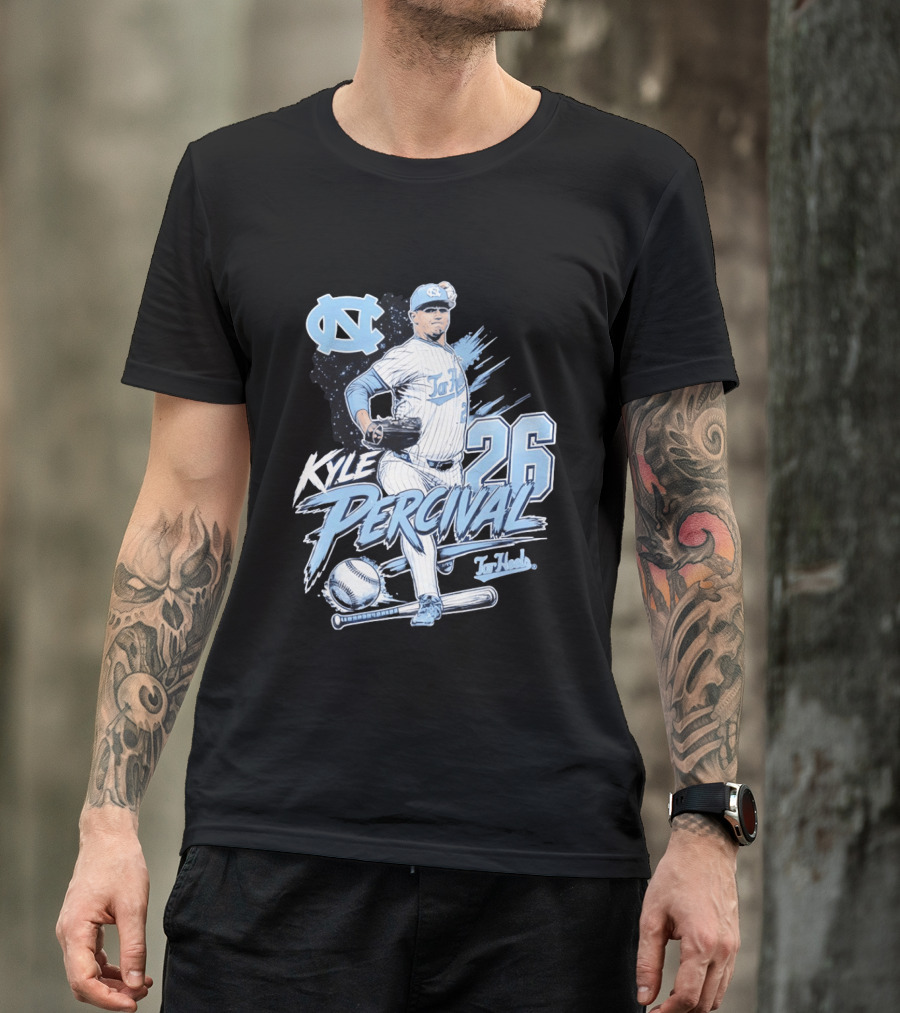 North Carolina Tar Heels Kyle Percival 26 Baseball Pitcher T-Shirt