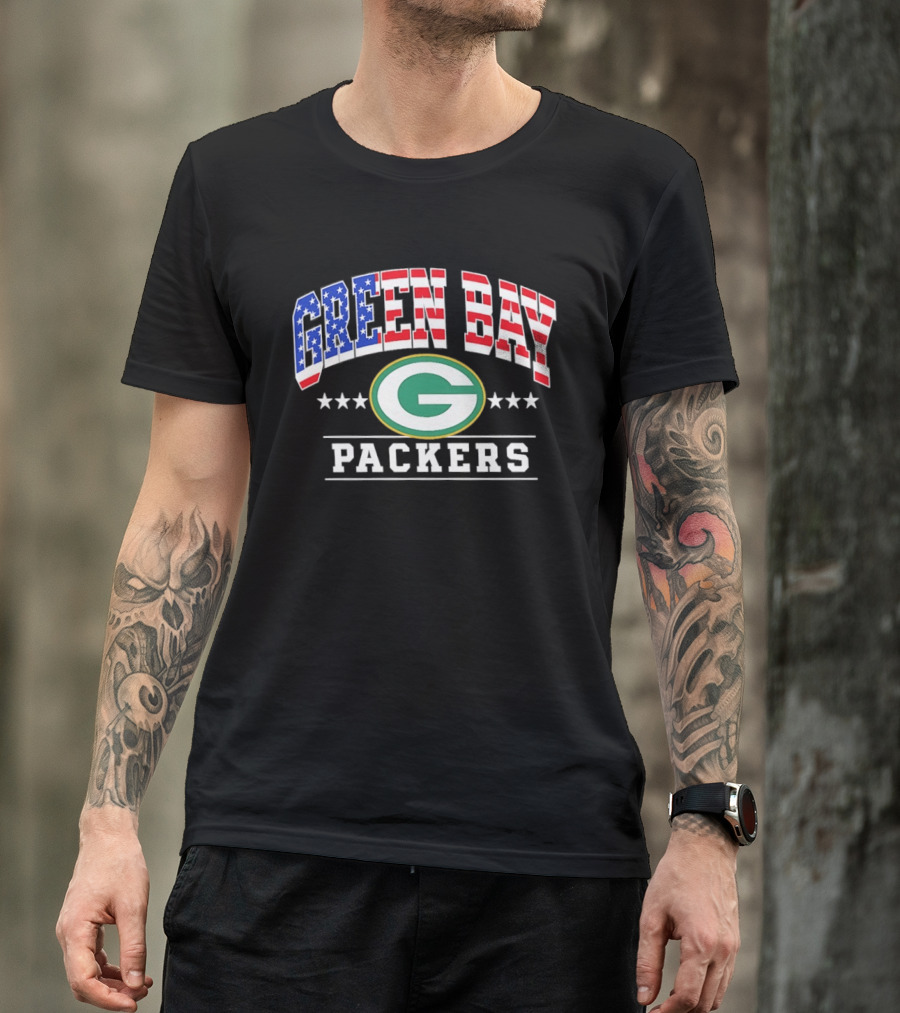 Green Bay Packers 1776 2026 250 Years 4th Of July American Flag T-Shirt
