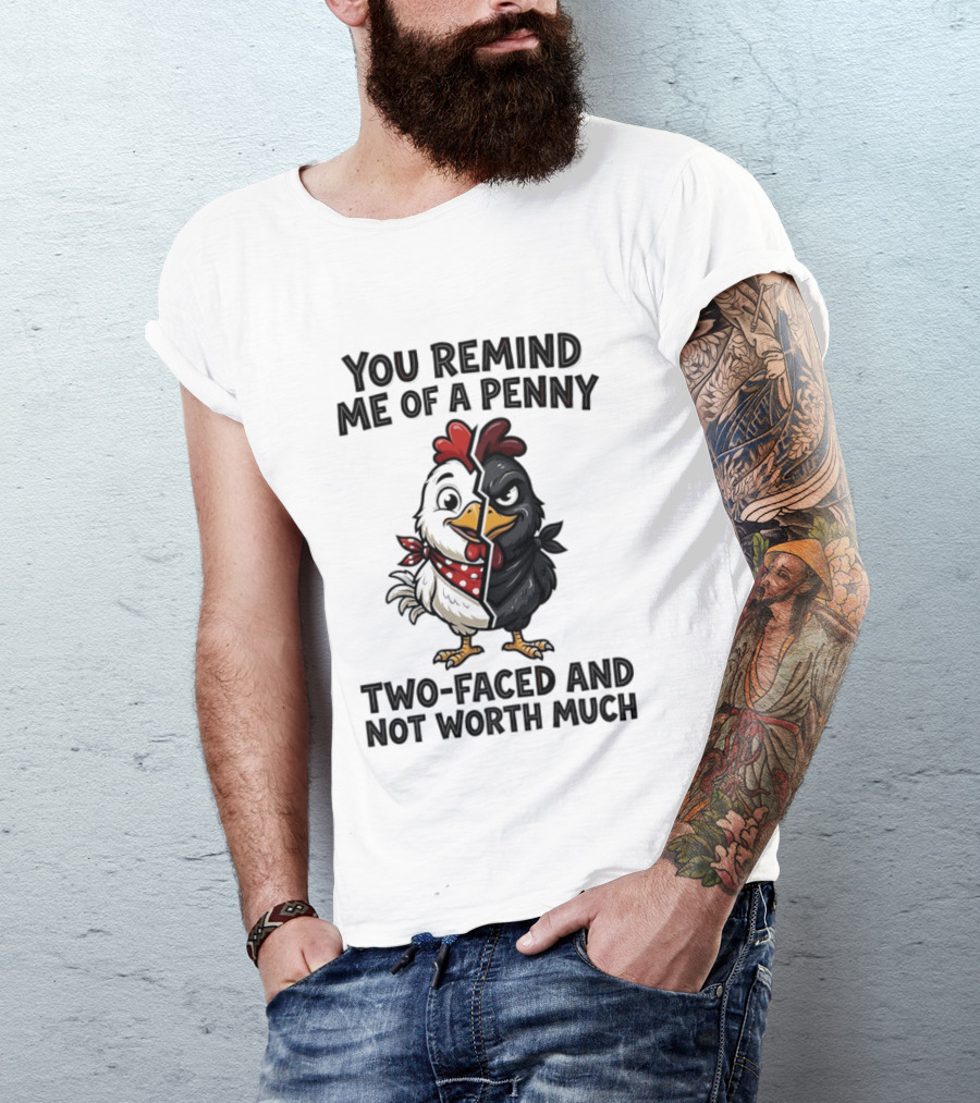 You Remind Me Of A Penny Two Faced Chicken Not Worth Much T-Shirt