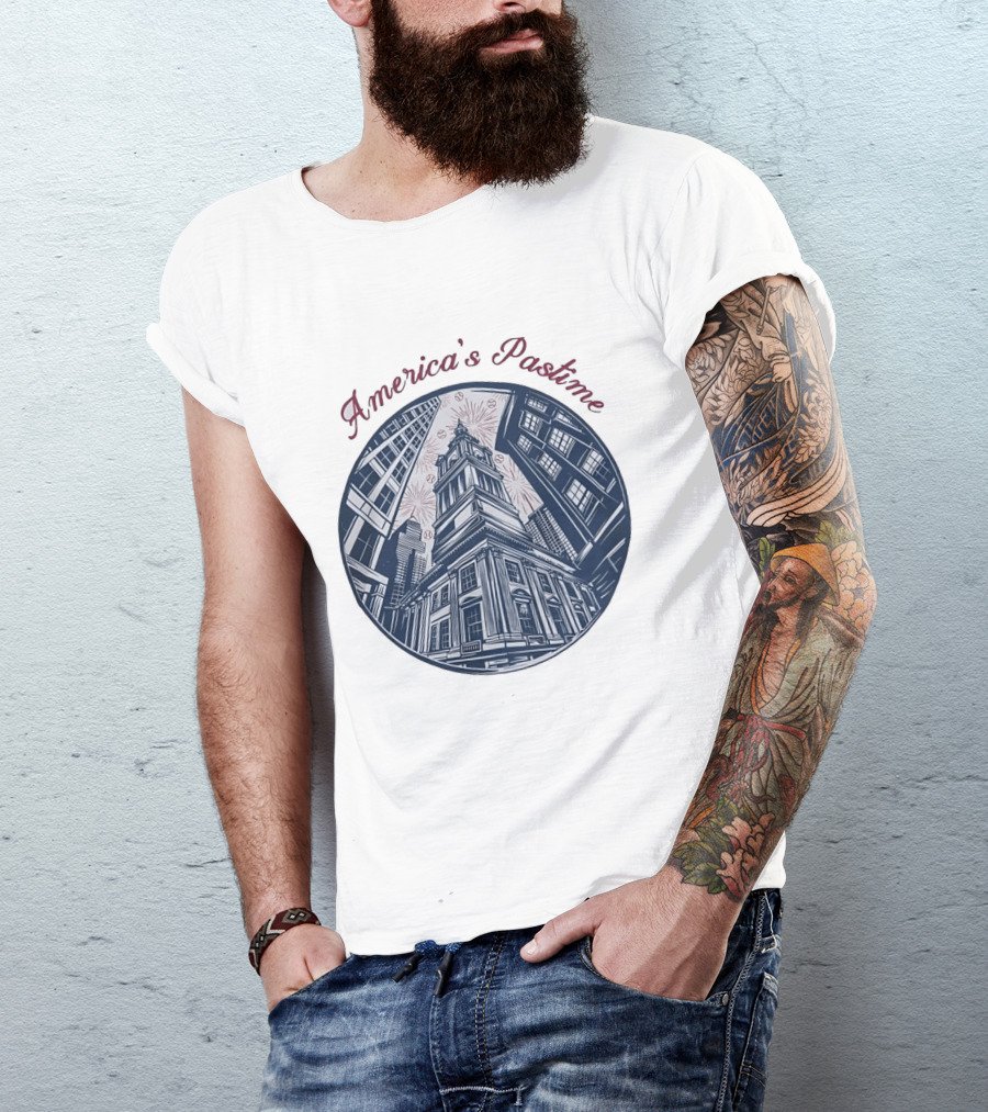 Philadelphia Independence Hall America's Pastime Baseball T-Shirt