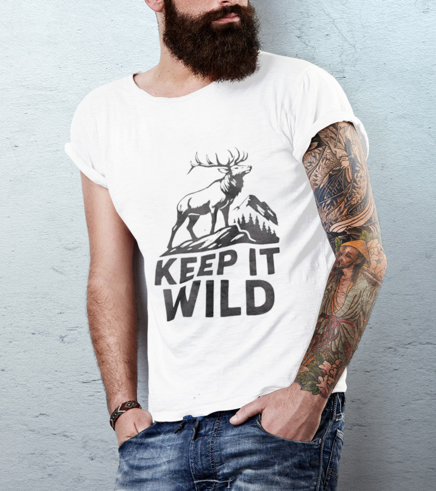 Keep It Wild Elk Mountain Forest Wildlife Conservation T-Shirt