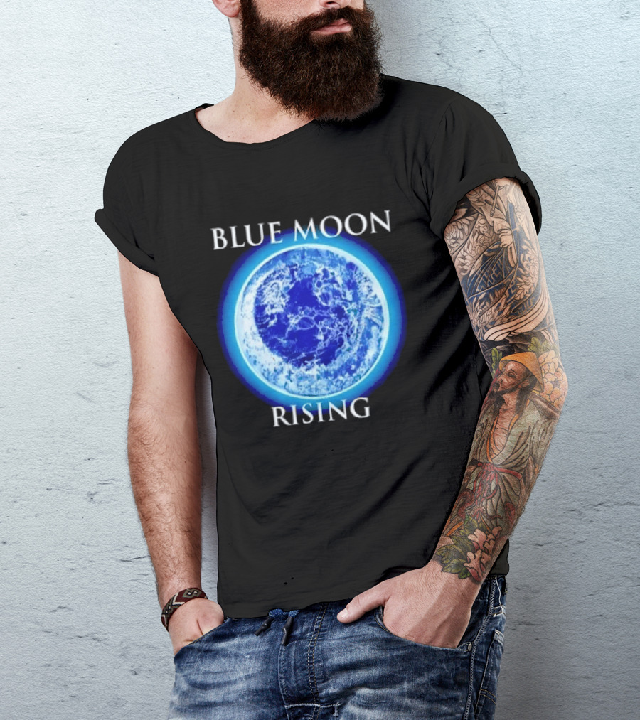Blue Moon Rising Astronomy Celestial Night Sky Planetary T-Shirt