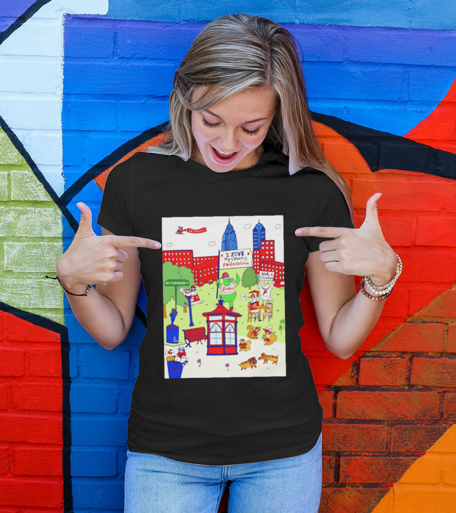 Philadelphia Phillies I Love My Country Rittenhouse Square Phillies Go Phils T-Shirt