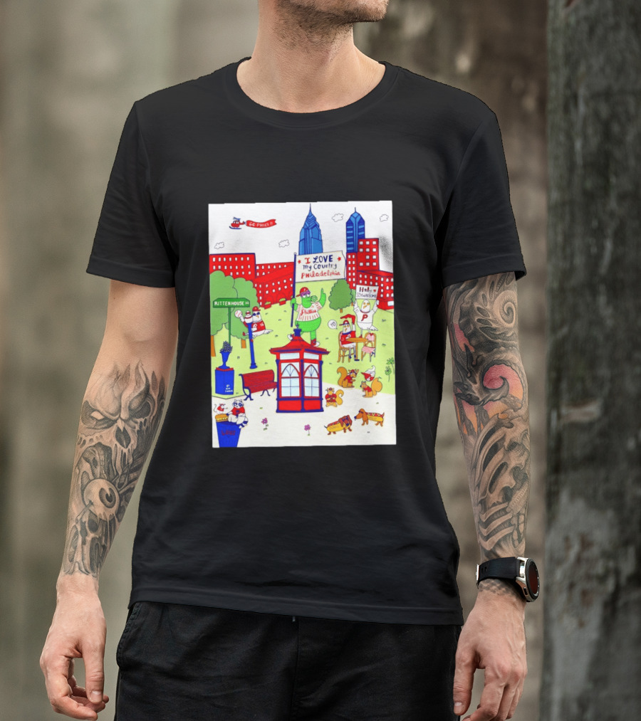 Philadelphia Phillies I Love My Country Rittenhouse Square Phillies Go Phils T-Shirt