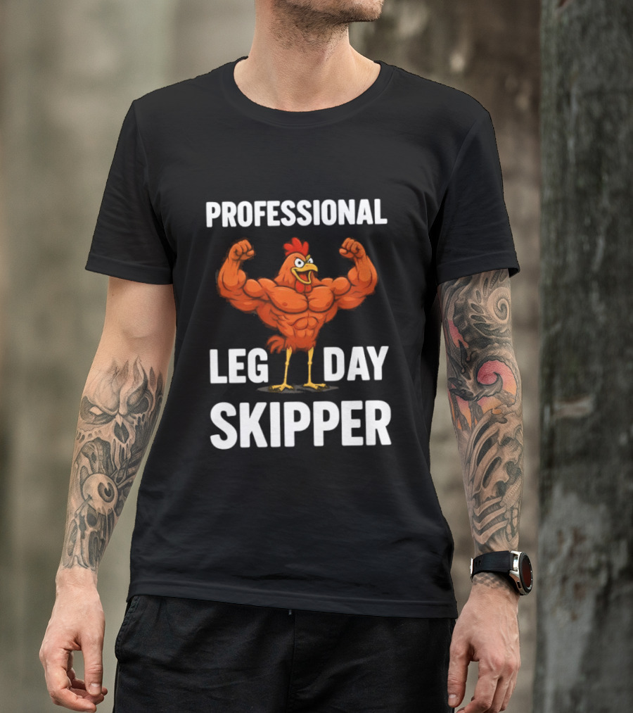 Professional Leg Day Skipper Buff Chicken Gym Humor T-Shirt