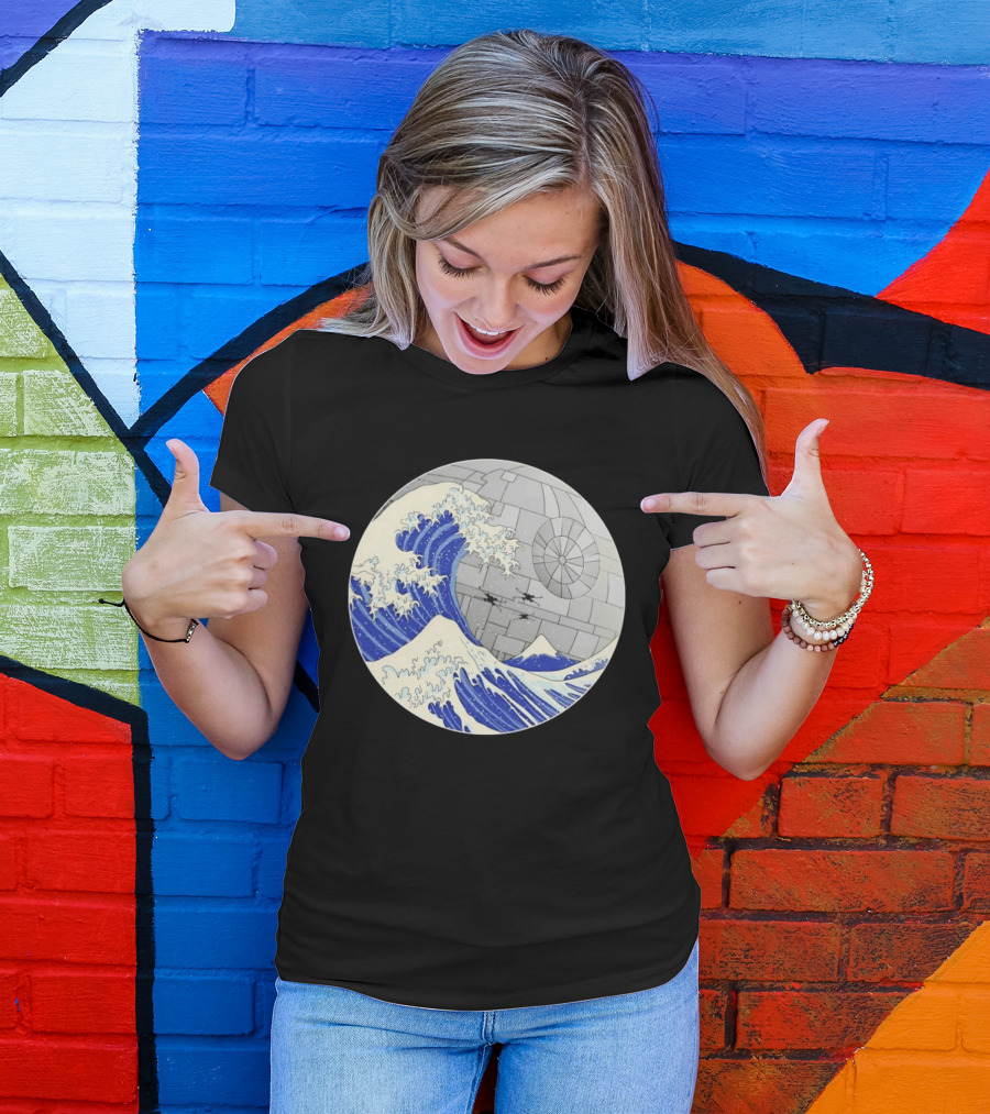 The Great Wave Off Kanagawa Meets Death Star Star Wars T-Shirt