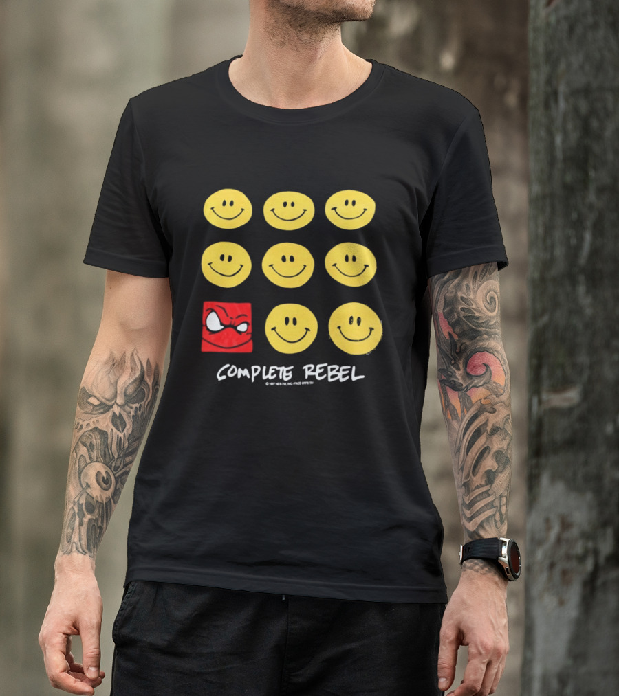 Complete Rebel Smiley Faces Red Square T-Shirt