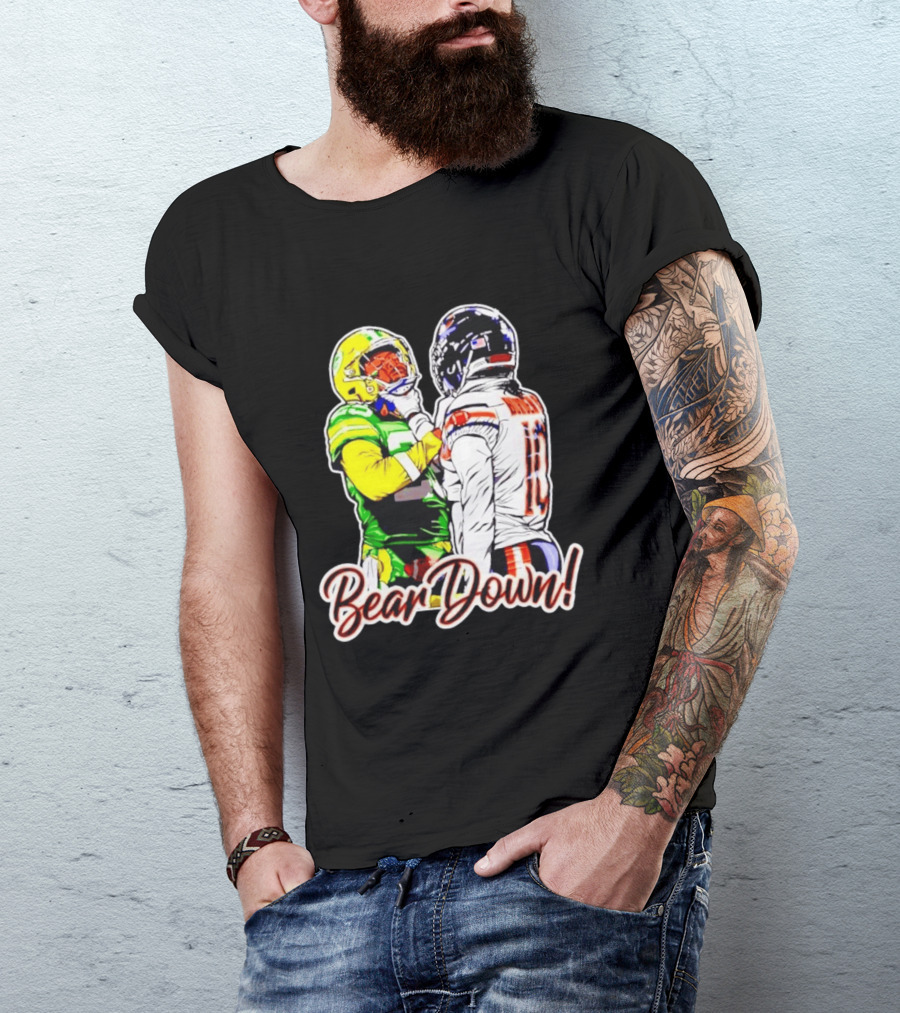 Aaron Rodgers Green Bay Packers Versus Luther Burden III Chicago Bears Bear Down Rivalry T-Shirt