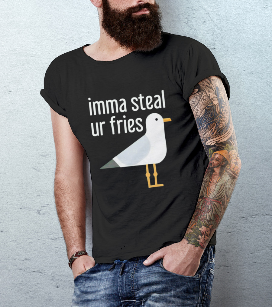 Imma Steal Ur Fries Seagull Bird Beach Humor T-Shirt