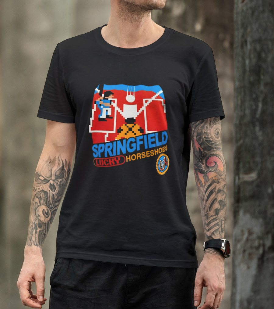 Springfield Lucky Horseshoes The Simpsons Video Game Styled Crest T-Shirt