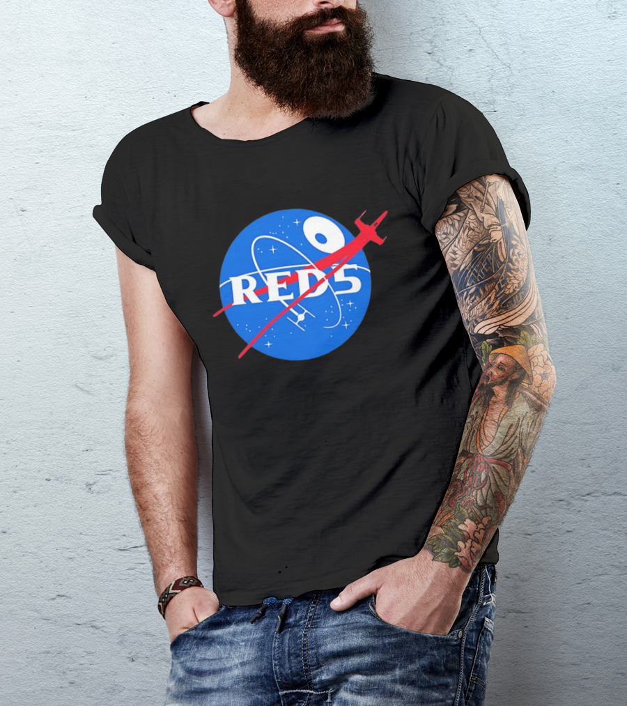Red 5 NASA Space X Wing Mashup Astronaut Star T-Shirt