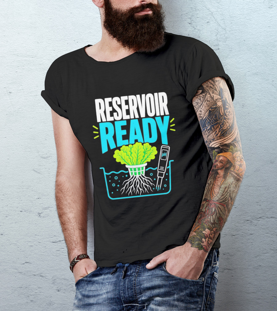Reservoir Ready Hydroponic Lettuce Roots And Water PH Meter T-Shirt