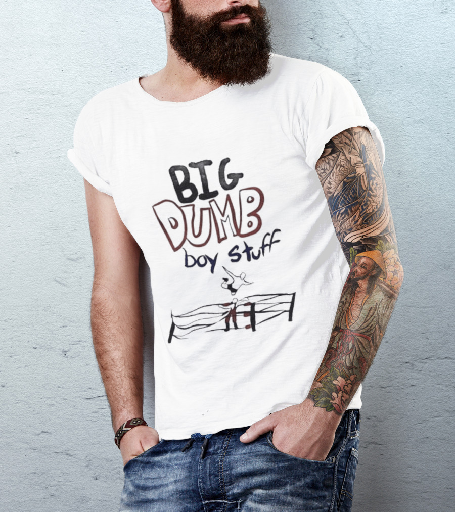 Big Dumb Boy Stuff Kid Drawing Style With Fence Sketch T-Shirt