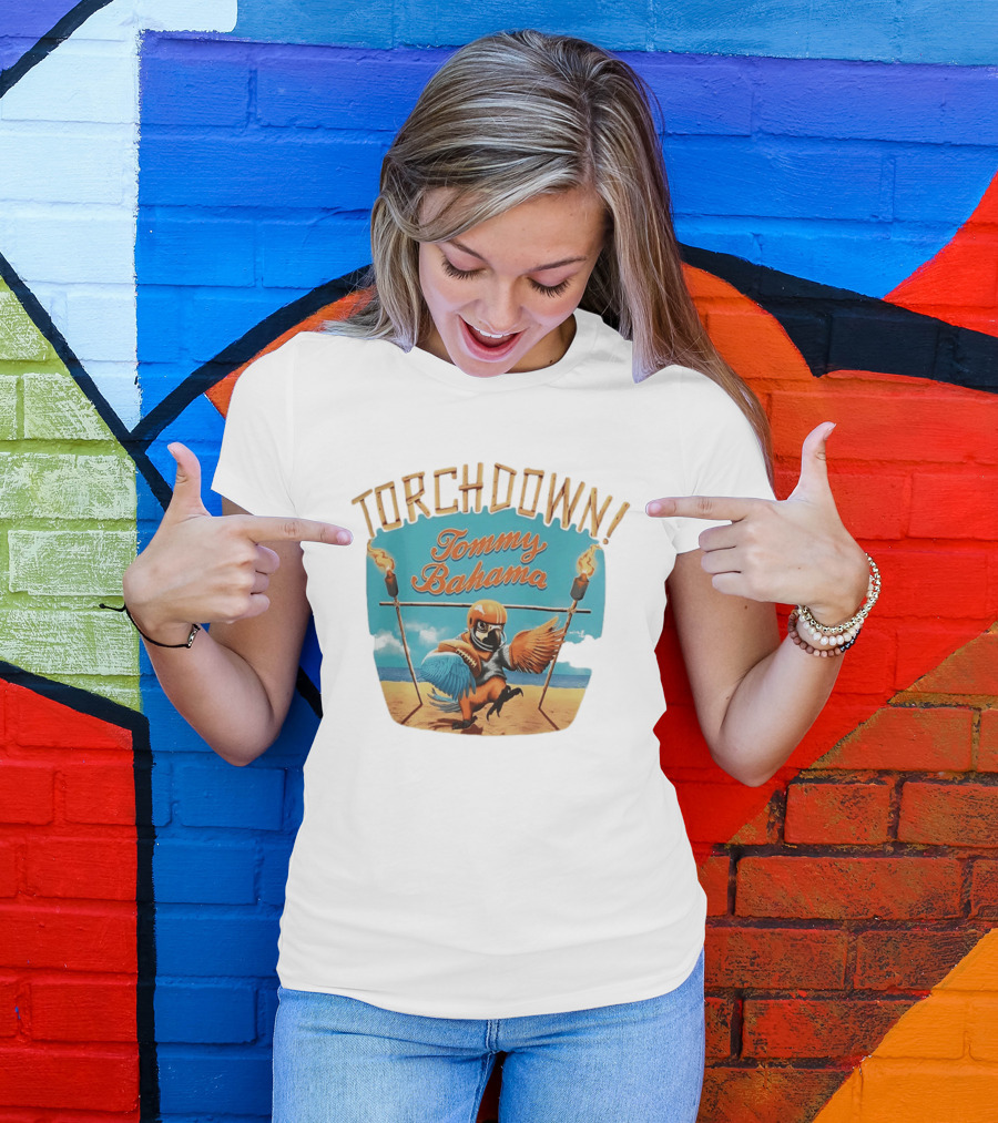 TORCHDOWN Tommy Bahama Parrot Beach Football T-Shirt