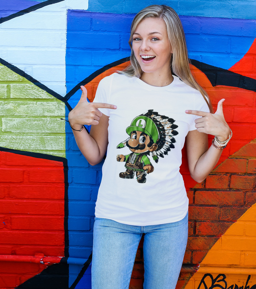 Luigi Green Hat Native American Headdress T-Shirt