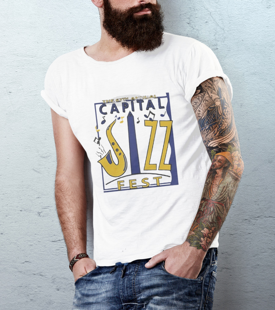 67th Annual Capital Jazz Fest Washington DC Saxophone Music Notes Monuments T-Shirt