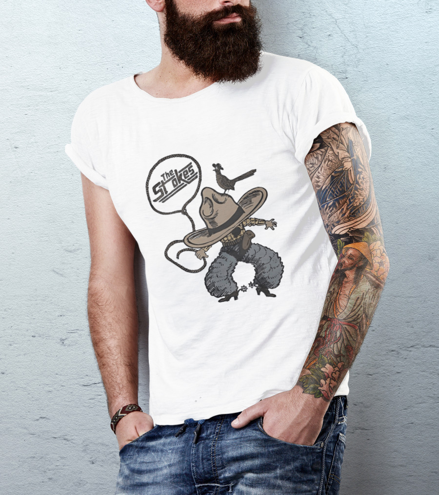 The Strokes Cowboy Hat Bird Lasso Denim Holster Brown Boots T-Shirt