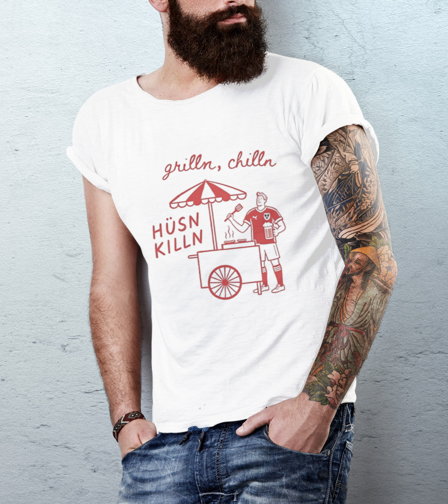 Grilln Chilln Hüsn Killn Austria National Football Team Iconic BBQ T-Shirt