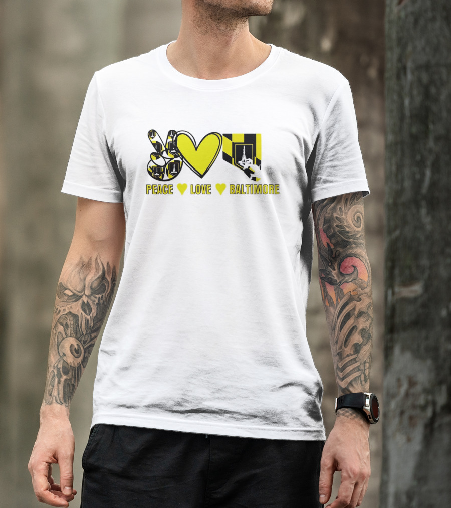 Peace Love Baltimore Maryland Flag Charm City T-Shirt