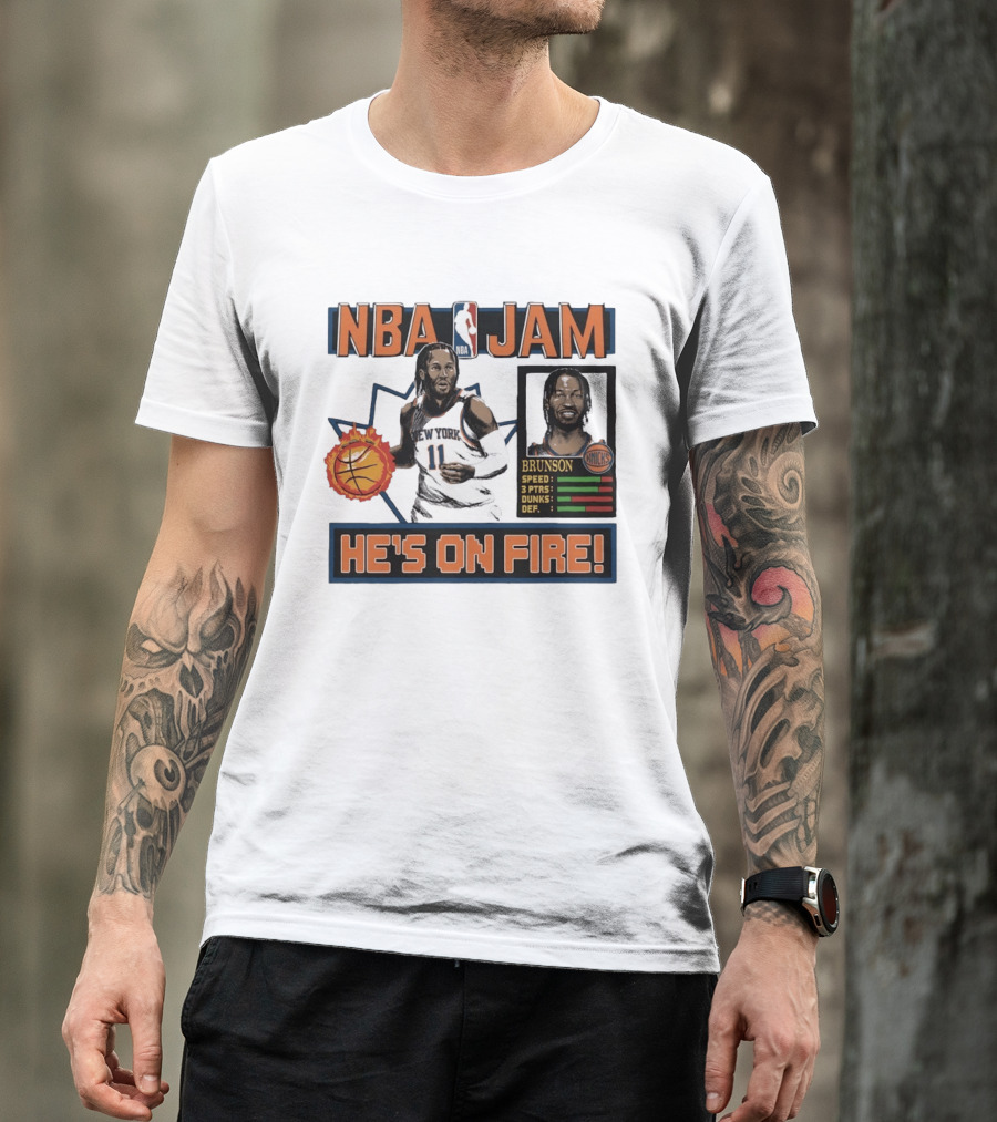NBA Jam Jalen Brunson New York Knicks He's On Fire T-Shirt