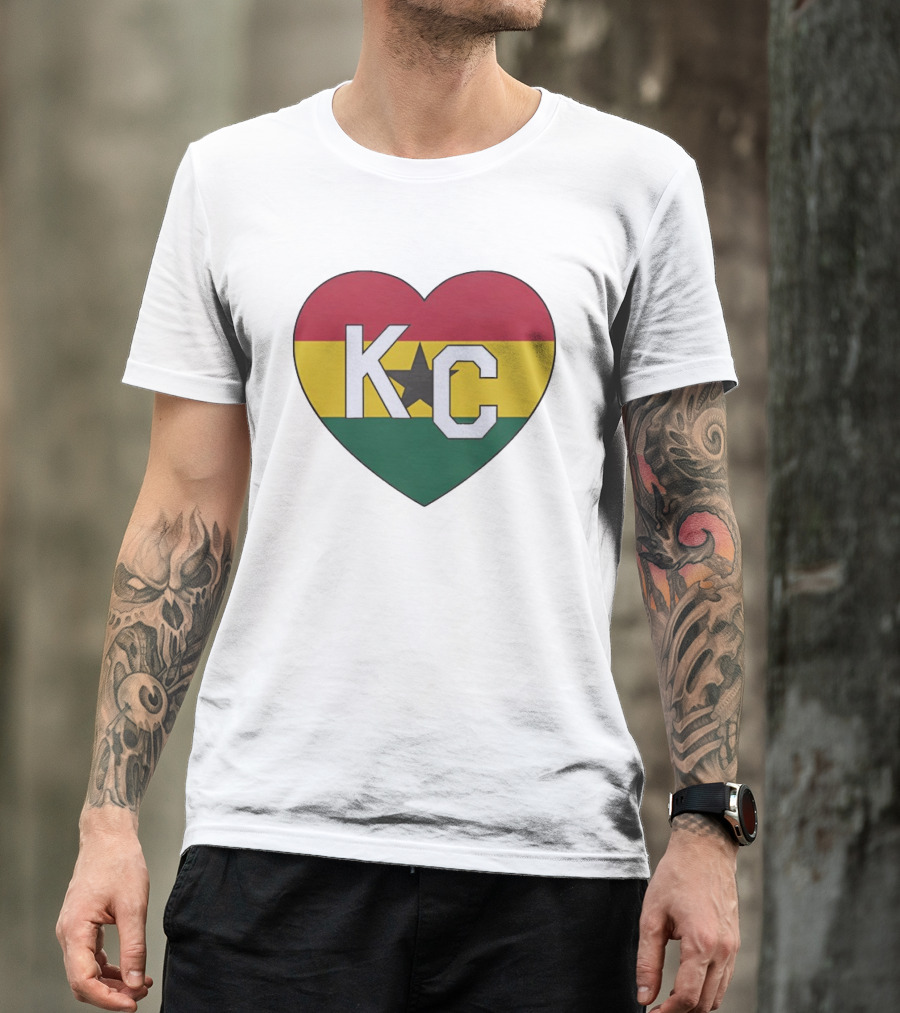 Ghana Flag Colors KC Heart T-Shirt