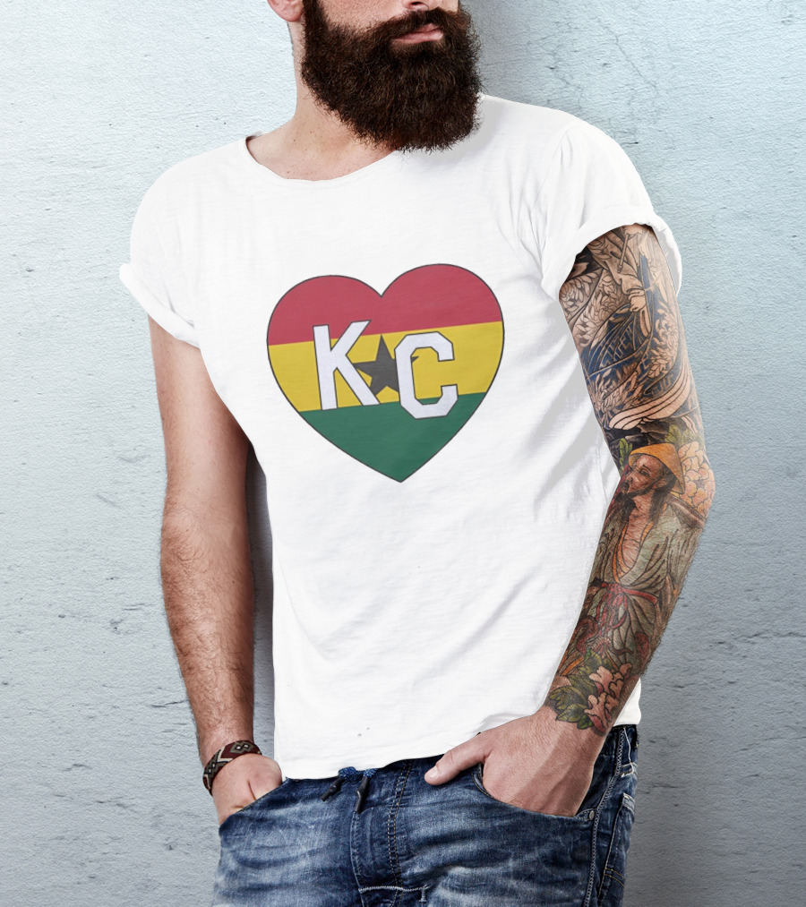 Ghana Flag Colors KC Heart T-Shirt