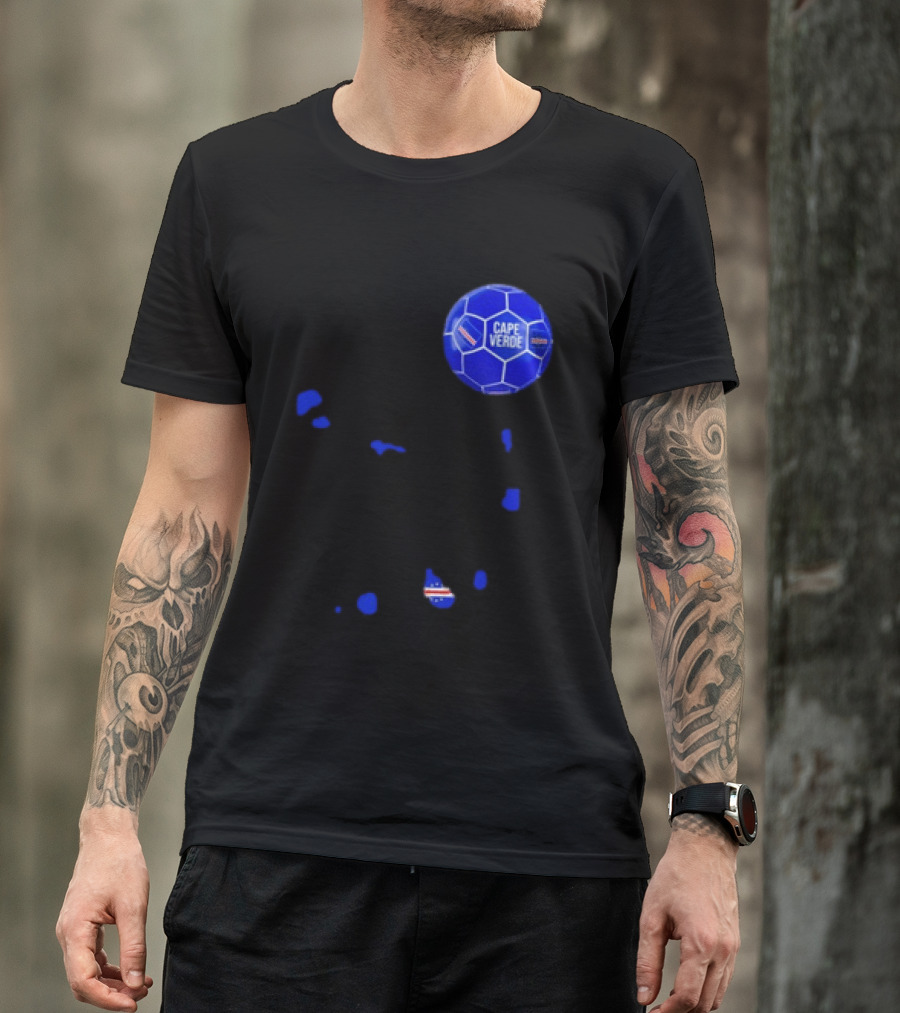 Cape Verde Soccer Pride Blue Football Map T-Shirt