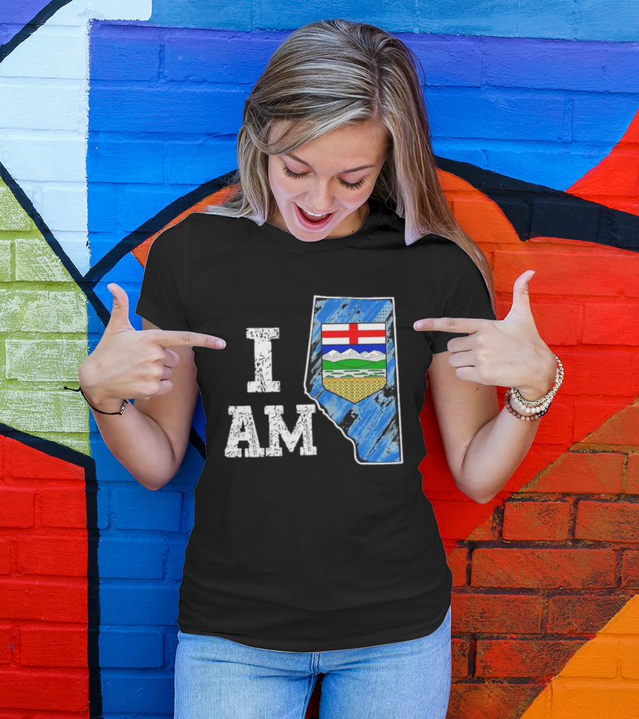 I Am Alberta Canada Province Emblem And Flag Pride T-Shirt