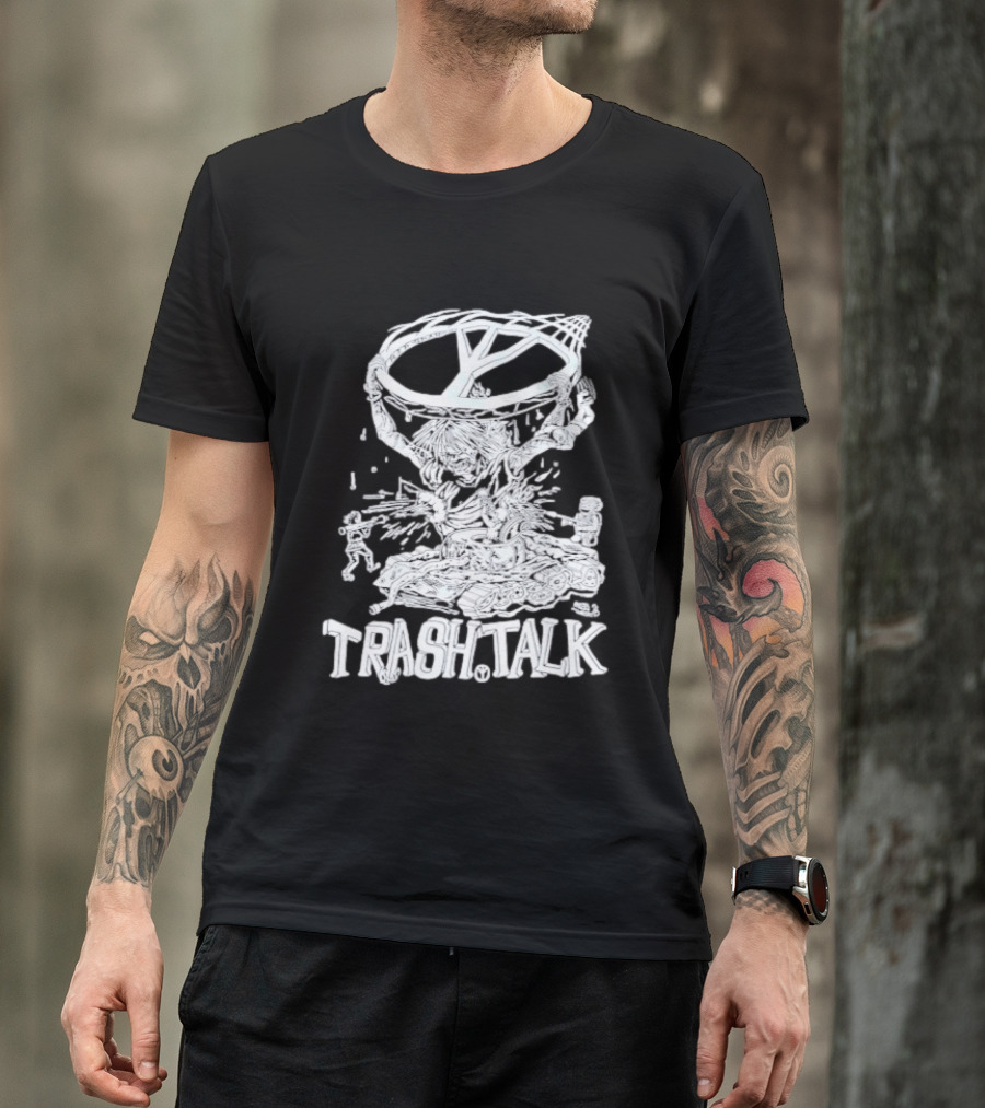 Trash Talk Tank War Hardcore Punk Skater And Tank Collision T-Shirt