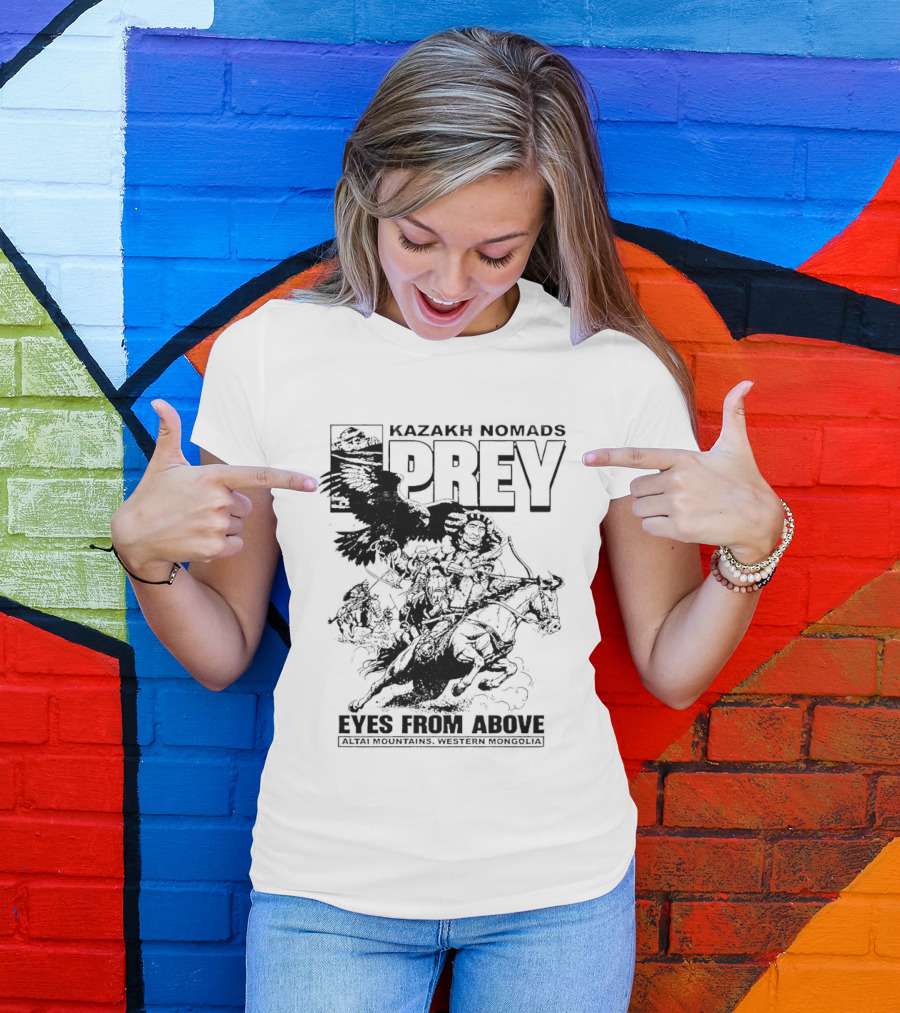 Kazakh Nomads Prey Altai Mountains Western Mongolia Eagle Rider T-Shirt