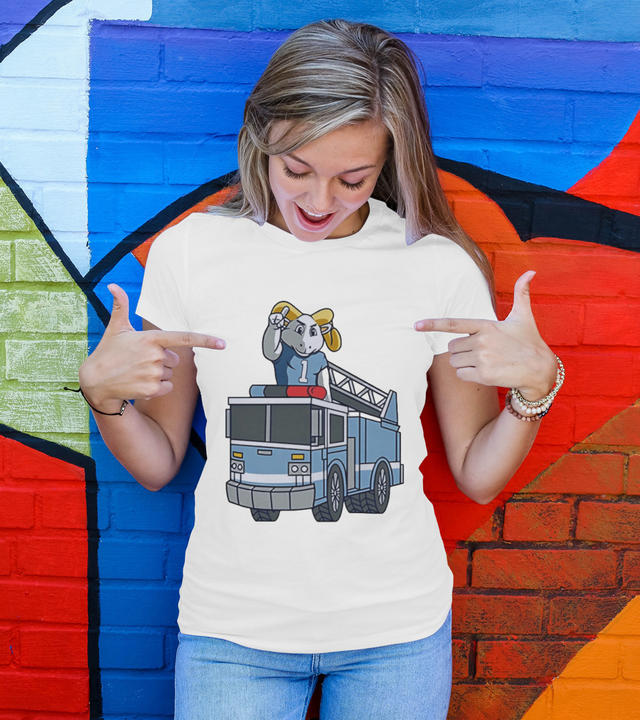 UNC Tar Heels Ram Mascot On Fire Truck Sports Team Merchandise T-Shirt