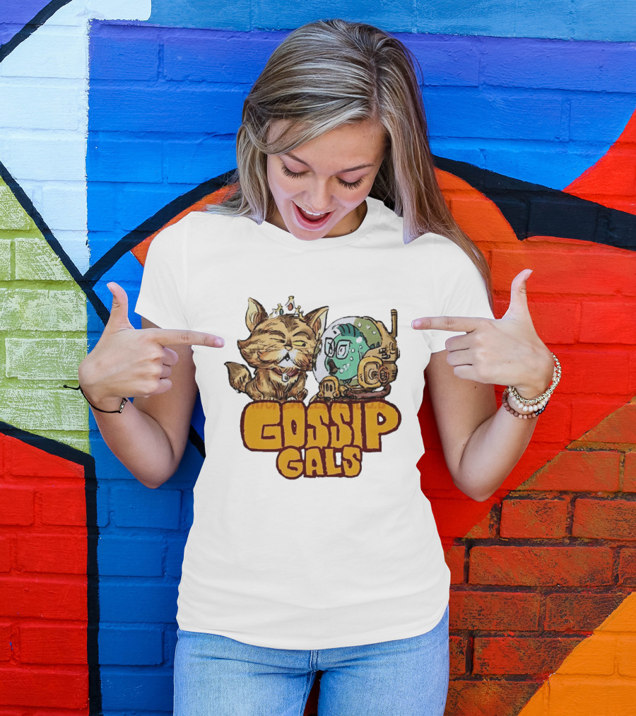 Gossip Gals Royal Cat With Crown And Fish In Astronaut Helmet T-Shirt