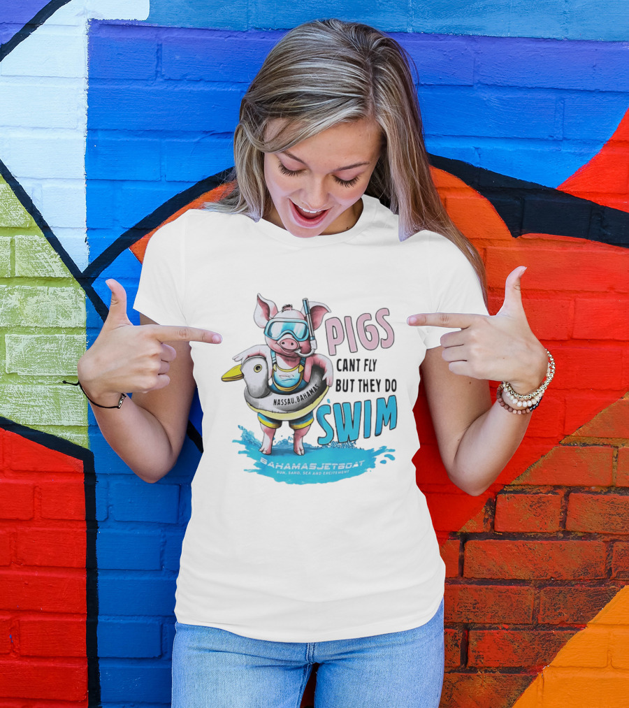 Pigs Fly Nassau Scuba Sand Sea Swim T-Shirt