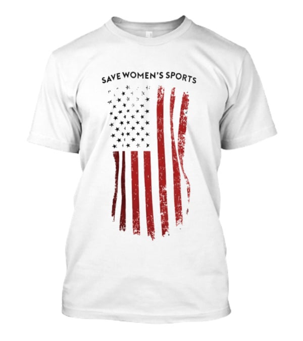 Save Women's Sports Red American Flag Stripes T-Shirt