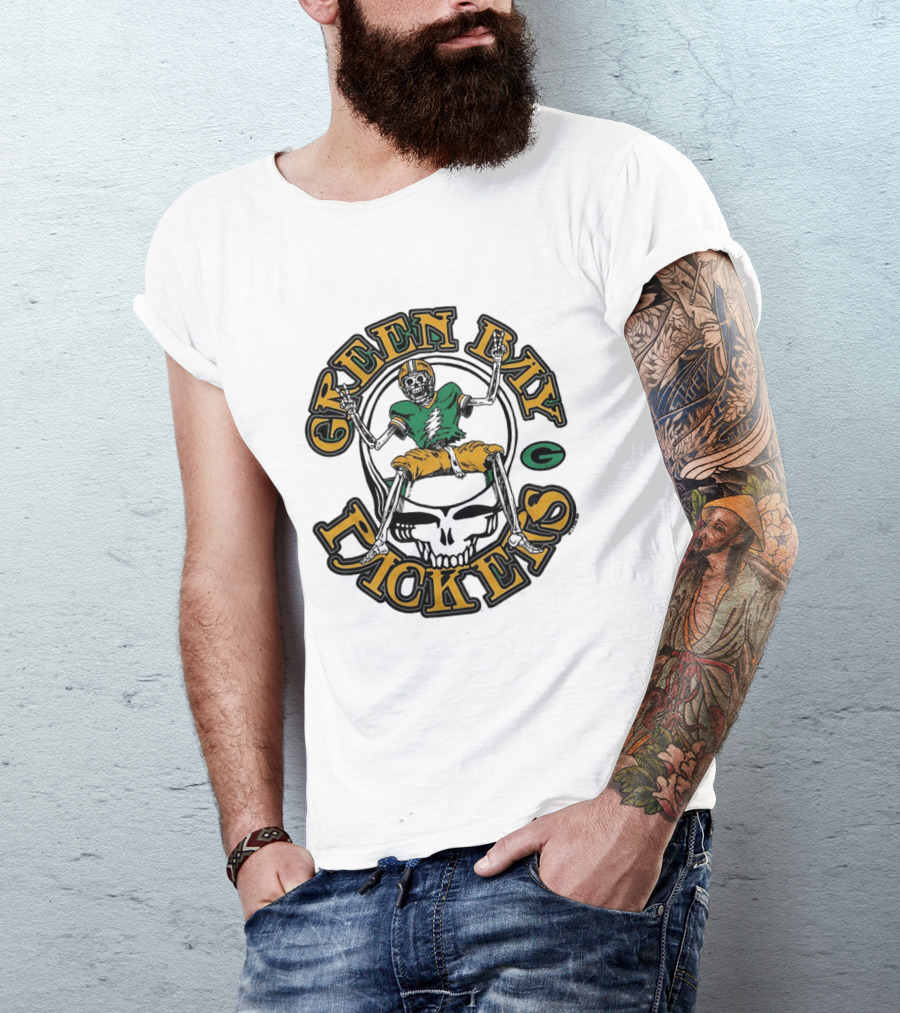 Green Bay Packers Skeleton Grateful Dead Collaboration T-Shirt