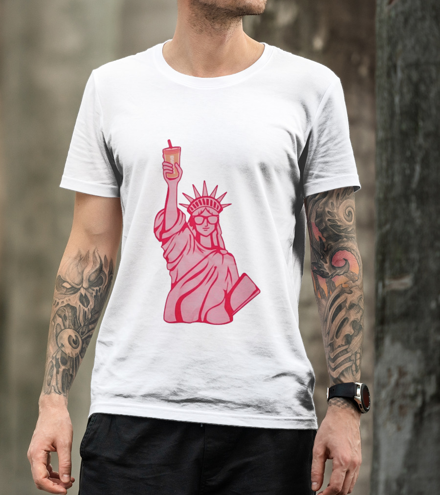 Statue Of Liberty Sunglasses Iced Drink T-Shirt